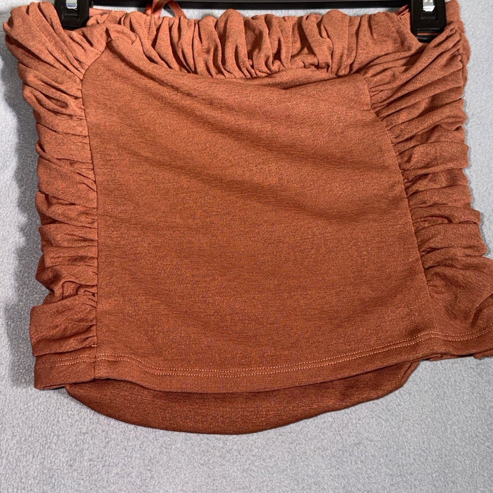 Anthropologie Large Rust Ruched Tube Top Earthy Boho Minimalist Chic Festival
